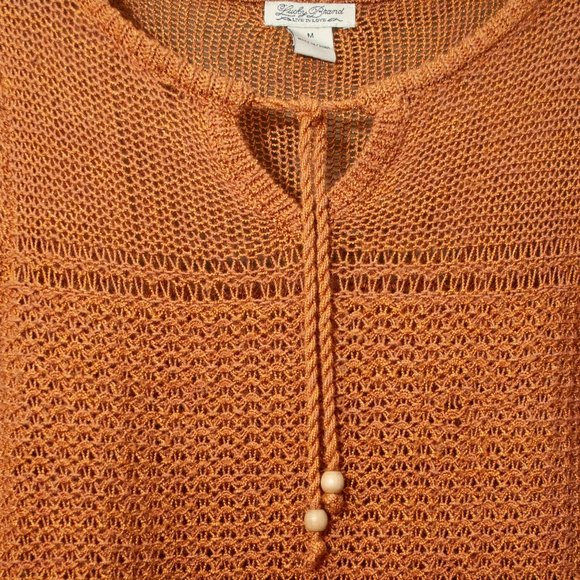 Lucky Brand Crochet Tie Front Tunic in Rust size M - Picture 3 of 7
